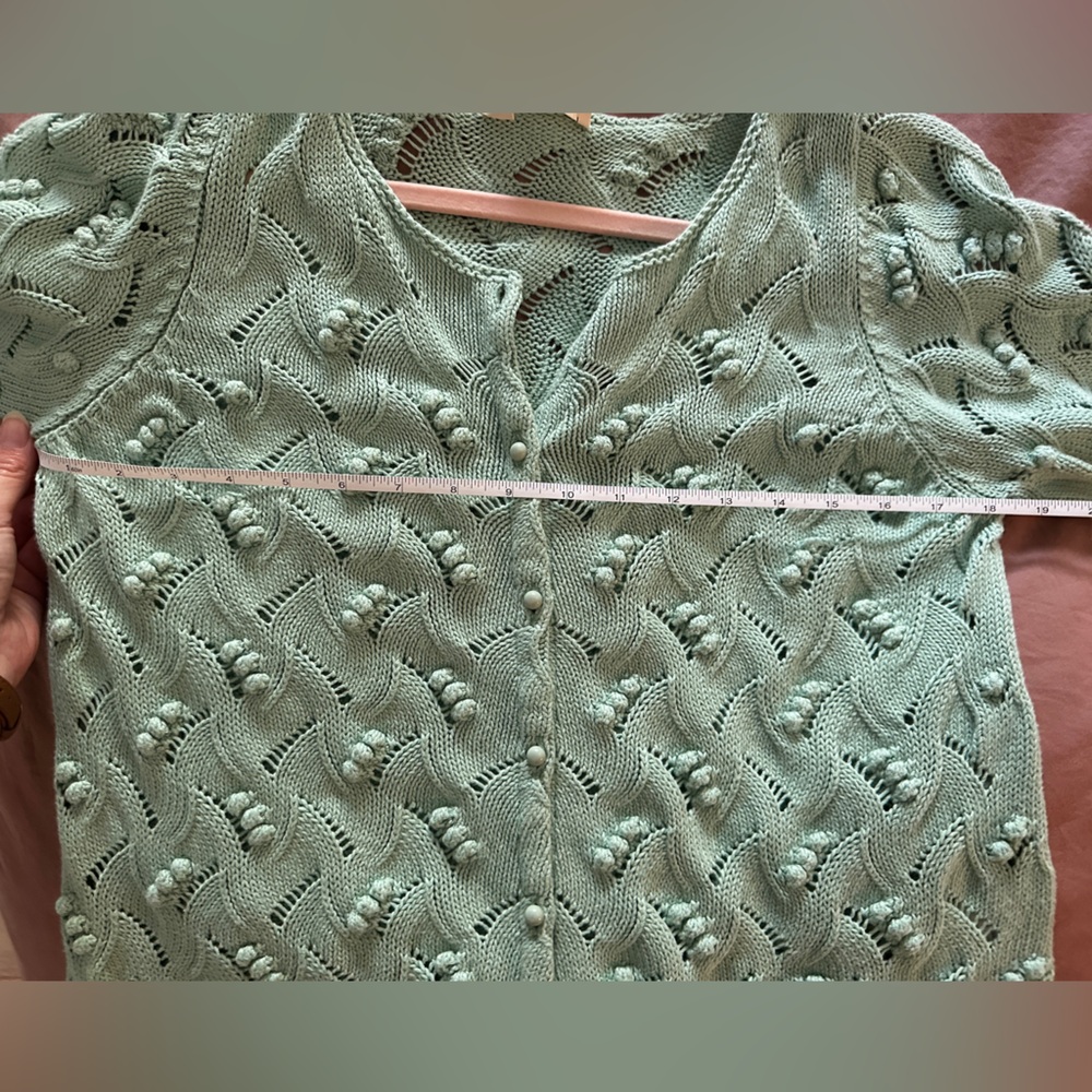 Sezane Marthe 100% Cotton Knit Jumper Cardigan Almond Green - Picture 6 of 8